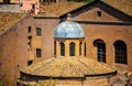 Rooftops in the Roman Forum. Close up views to a church roof, viewed from Palatine Hill