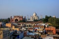 Rooftops of Taj Ganj neighborhood and Taj Mahal in Agra, India