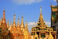 Rooftops of the temples, Shwedagon Pagoda complex, Yangon, Myanmar