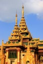 Rooftops of the temples, Shwedagon Pagoda complex, Yangon, Myanmar