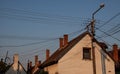 Rooftops with wires and chimneys Royalty Free Stock Photo