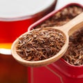 Rooibos in tea tin box closeup Royalty Free Stock Photo