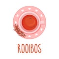 Rooibos Tea Vector Illustration. Colorful Herbal Drink Served in Teacup