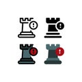 Rook Castle Attention Chess Game and Strategy Outline Icon, Logo, and illustration
