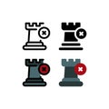 Rook Castle Deleted in Chess Game and Strategy Outline Icon, Logo, and illustration