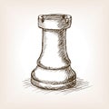 Rook chess piece hand drawn sketch style vector