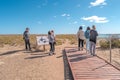 Rookery of Magellanic penguins, sight point for watching orcas, elephant seals and sealions at Atlantic Ocean shore of peninsula