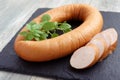 Rookworst sausage and basil Royalty Free Stock Photo