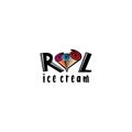 Rool ice cream logo design vector illustration