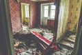 Room in abandoned house, habitation of homeless people