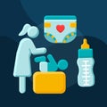 In-room babysitting flat concept vector icon