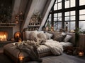 A room with a bed and candles