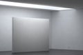 Room With Blank White Wall In The Center. Copy Space. Empty Space. Exhibition, Exposition, Showroom. 3d Rendering. Royalty Free Stock Photo