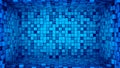 Room of blue cubes extruded. Abstract 3D render Royalty Free Stock Photo