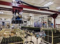 Room with bottling machinery for Rioja wine in a winery in the region called