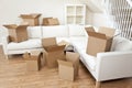 Room Of Cardboard Boxes for Moving House Royalty Free Stock Photo