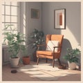 Room with Chair and Potted Plant