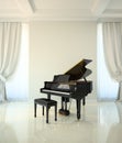Room in classic style with black piano Royalty Free Stock Photo