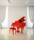 Room in classic style with red piano Royalty Free Stock Photo