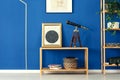 Room with cobalt blue wall