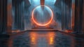 Room With Columns and Large Circular Object