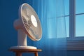 Room cooling device White electric fan with modern design Royalty Free Stock Photo