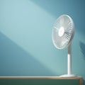 Room cooling device White electric fan with modern design Royalty Free Stock Photo