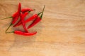 Room for copyspace in this chilli pepper shot on a wood grain cu