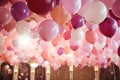 A room decorated with balloons Royalty Free Stock Photo