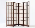 Room divider screen, with wooden doors and glass panels. Royalty Free Stock Photo