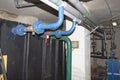 A room for dosing chemicals of chlorine and acid when feeding into the pool. Water circulation system in the pumping room