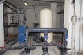 A room for dosing chemicals of chlorine and acid when feeding into the pool. Water circulation system in the pumping room