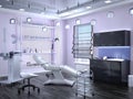 Room with equipment in the clinic of dermatology and cosmetology.