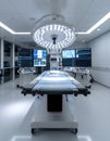 The room is equipped with multiple high-resolution monitors displaying medical data and images. Royalty Free Stock Photo
