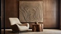 Modern Swank Furniture Set In A Room With Textured Organic Art