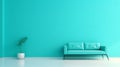 Minimalist Turquoise Room With Blue Couch Royalty Free Stock Photo