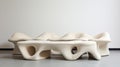 Organic Biomorphic Forms: A White Sofa And Table Installation