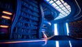 Room filled with lots of books and spiral staircase in the middle of it. Generative AI
