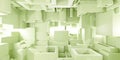 Room Filled With Many bright green Boxes 3d render illustration