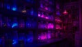 A room filled with numerous glass bottles, creating a visually striking display under bright lighting, Magical potion shop filled