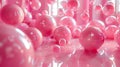 A room filled with pink bubbles and water