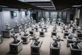 a room filled with robots, each one programmed to perform a specific task