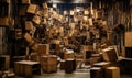 A Room Filled With Rustic Crates and Vintage Storage Royalty Free Stock Photo