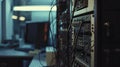 A room filled with various computer equipment. Ideal for illustrating technology, data centers, or IT infrastructure. Royalty Free Stock Photo