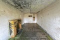 A room with a fireplace in an abandoned military bunker Royalty Free Stock Photo