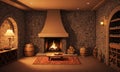 room with fireplace and rug Royalty Free Stock Photo