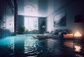 room in a flooded modern apartment interior