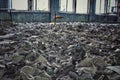 Room full of gas masks in the Chernobyl exclusion zone Royalty Free Stock Photo