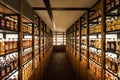 Room full of whisky cabinets storing different types of whiskey Royalty Free Stock Photo