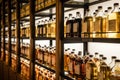 Room full of whisky cabinets storing different types of whiskey